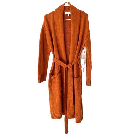 Michael Stars NWTs Kiana Belted Rust Cardigan Sweater size small Rustique - Picture 3 of 9